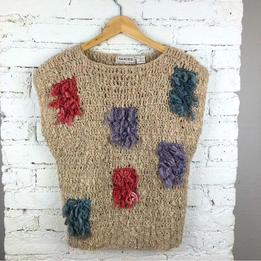 Vintage Slices Knitted Puff Yarn Sweater